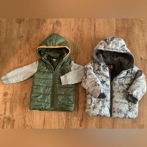 Swiss Tech Kids Puffers in Olive Green and Light Gray